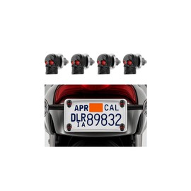 Sandfren Skull Car License Plate Screws, 4PCS Vehicle Tag Plate Frame Bolts, Automotive License Fasteners Replacement Kit Accessories, Universal for SUV Motorcycle Truck (Black)