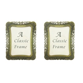 Pofectsty 2 Pack 2x3 Mini Metal Vintage Picture Frame, 2x3 Inch Retro Small Photo Frame in Heart Oval Rectangle Round Shapes (Rectangle, Retro Bronze, 2x3)