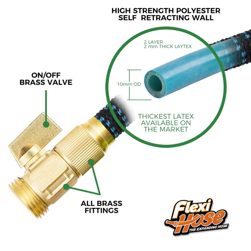Flexi Hose Expandable Garden Hose with 8 Function Nozzle, 25FT