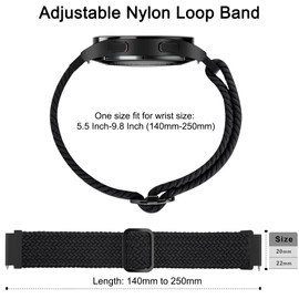 Tobfit Quick Release Watch Band for Men and Women, 22mm Watch Strap Braided Nylon Elastic Stretchy Adjustable Loop Replacement Wristbands, Black
