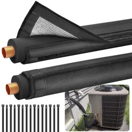 2PCS HVAC Copper Pipe Insulation Cover 3FT, 36×10.2 Inch with 15 Zip Ties 3-Layer 600D Oxford HVAC Line Insulation Sleeve for Outdoor, AC Pipe Insulation for Central Air Conditioning and Mini Splits