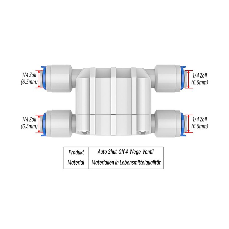 PAROAD Automatic Shut-Off Four-Way Valve with Quick Connectors, 4-Way Automatic