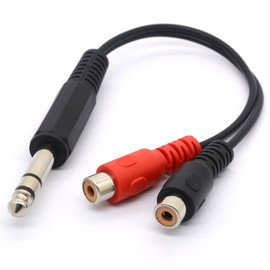 6.35 to RCA Splitter Cable, 6.35mm 1/4 inch TRS Stereo Jack Male to 2 RCA PHONO Female Plug Adapter Cord 20cm/8inch