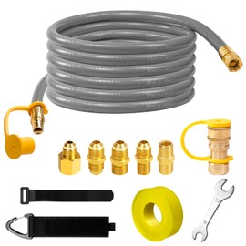 3/8" ID Natural Gas Hose, 24FT Low Pressure LPG Hose with Quick Connect, Propane to Natural Gas Conversion Kit for Weber, Char-broil, Pizza Oven, Patio Heater and More NG Appliance