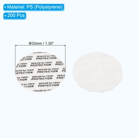 PATIKIL - Forro de tapa de espuma de 33 mm, paquete de 200 revestimientos adhesivos para tapa de espuma PS sensibles a la presión, resistentes a la manipulación para sellos de tapa de botella de