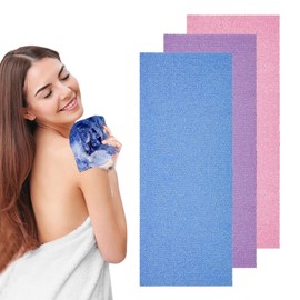​​3 Pcs African Exfoliating Net, Lightweight Stretchable Body Scrubber Bath Net, Nylon Shower Sponge Gentle Deep Cleaning, 80x30cm (Pink, Purple, Blue) for Men & Women​​