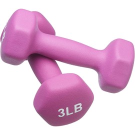 FUXION Neoprene Dumbbell Hand Weights, Sets of 2 with Multiple Weight Options, Hexagon Non-Slip Weights for Home Gym Yoga Pilates Workout, pink