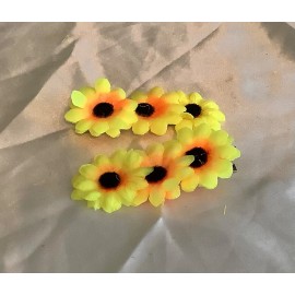 Alligator set of 2 large alligator clips embellished with sunflowers
