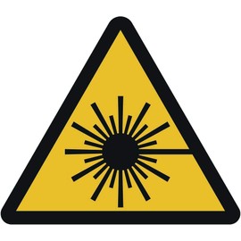 Laser Beam Warning Sticker Diameter 5 cm in Accordance with ISO 7010, ASR A1.3 (Pack of 10) (Weatherproof)