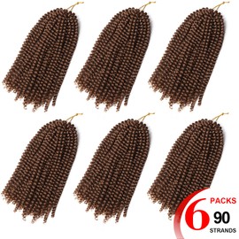 Spring Twists Crochet Braiding Hair 6 Packs 12 Inch Bomb Twist Hair Ombre Colors Kanekalon Low Temperature Synthetic Fiber Fluffy Hair Extensions 15 Strands/Pack #30
