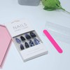 Yheakne Long Coffin Press on Nails Matte BLue Fake Nails