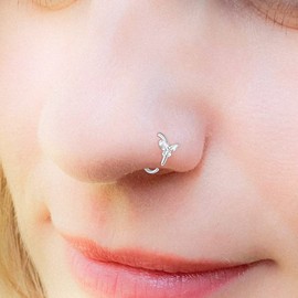 VF VFUN 18G 20G 16G Nose Hoop Rings Mixed Colors Nose Piercing for Women Men Nose Septum Rings Stainless Steel Spiral Opal Flower Nostril Piercing Nose Hoop Jewellery
