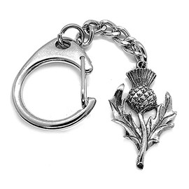Scottish Keyring Thistle Pewter Scotland Keychain Souvenir Bag Purse Charm Gift