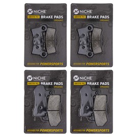 NICHE Brake Pad Set for Harley-Davidson Tri Glide Ultra Classic Street Trike 41854-08 83911-09B Complete Organic