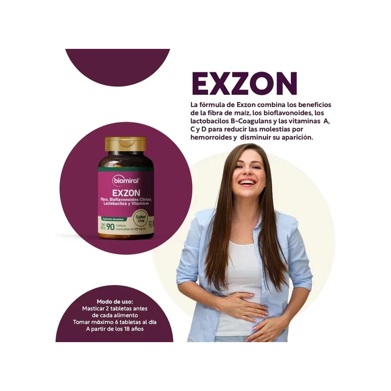 Biomiral Exzon Tabletas Nutricionales Sabor Uva