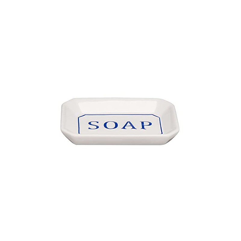 Clayre & Eef Tekst 6CE0801 Soap Dish White / Blue