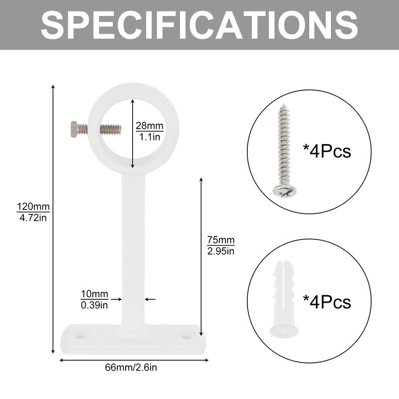 HOJLKLD Curtain Rod Brackets, 2 Pieces Aluminium Ceiling Curtain Rod