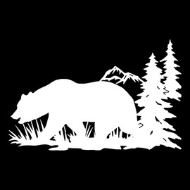 NBFU Bear Hunting Forest 1 (White) (Set of 2) Premium Waterproof Vinyl Decal Stickers for Laptop Phone Helmet Car Bumper Mug Tuber Cup Door Wall Decoration