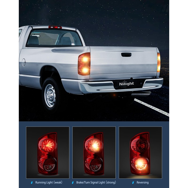 Nilight Taillight Assembly Compatible with 2007 2008 Dodge Ram 1500