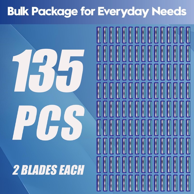 Twin Blade Disposable Razors, Bulk 135 Pack, Blue