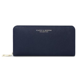 Tumao Women's Long Wallet, Large Capacity, Zipper, Long Wallet, Popular, Simplified Design, PU Leather, Coin Purse, Bill Holder, Smartphone Holder, Long Wallet, navy