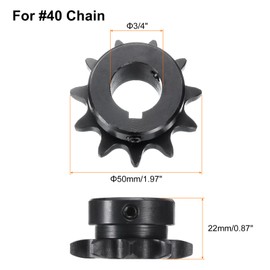 sourcing map #40 Chain Roller Sprocket B Type, 3/4" Bore 11 Tooth Single Strand Chain Sprocket, Carbon Steel, Keyway with Set Screws