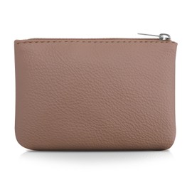 simarro Coin Purse, Vegan Leather Lychee Pattern Zipper Change Purse Portable Coin Wallet Mini Change Holder for Women Coin Pocket for Women Credit Card Folded Bills ID Key Headset (Flesh Colored)