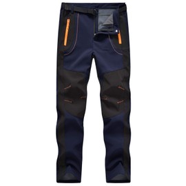 Rdruko Men's Snow Ski Waterproof Pants Outdoor Hiking Fleece Insulated Winter Thermal Softshell Pants(Navy, CA M)