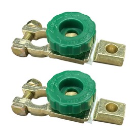 Top Post Battery Disconnect Switch, 12V-24V Battery Terminal Link Quick Switch with Green Knob, Battery Master Disconnect Cut Off Isolator, Quick Cut/Shut Off Switch for Car Truck Boat (2PCS)