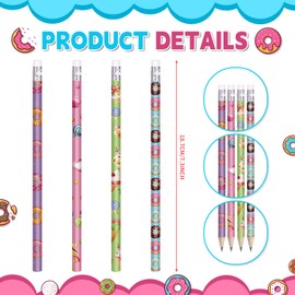 emzrivo Donut Themed Pencils Valentines Days Pencils Wood Pencils with Various Donut Element Birthday Pencils Fun Assorted Colorful Pencils Fun School Pencils for Teacher Classroom (48)