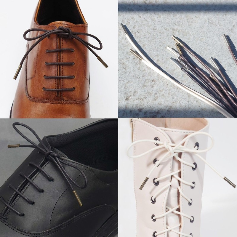 Actika (アクティカ) Shoelaces with Metal Tips, Waxed Round Cord, for