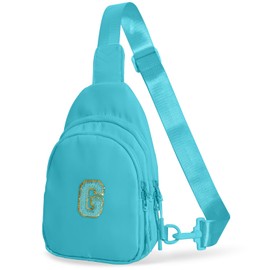 Bomvabe Crossbody Bag for Teenage Girls with Extender Strap 32"-52", Birthday Gift for 6 to 14 Year Old Girls, Sling Bag for Kids and Tweens, Turquoise with Initials G