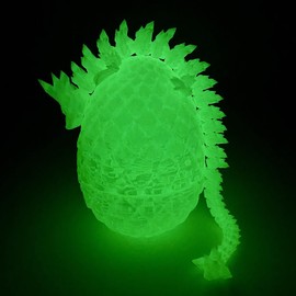 Jinccai 3D Printed Dragon Egg, Crystal Dragon Articulated, Egg Decor 3D Printed for Home/Office Desktop Decor Gift for Birthday (Glow in The drak)