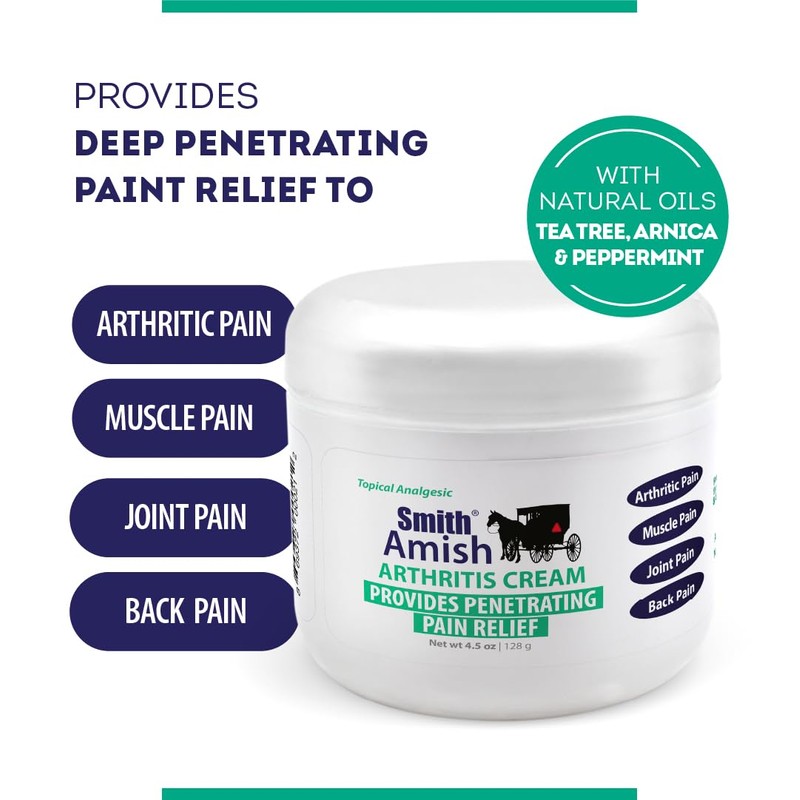 Smith Amish Arthritis Cream. Soothing and Cooling. 4.5 oz jar