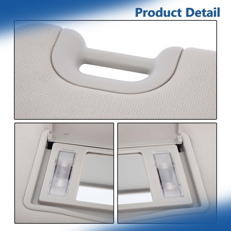 Silscvtt Passenger Side Sun Visor with Mirror and Light Gray