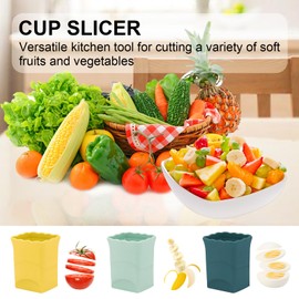 3-PCS Cup Slicer Strawberry Cutter: Fruit Cup Cutter Slicer, Cup Chopper for Strawberries, Egg Banana Slicer Quickly Making Fruit Vegetable Salad Strawberry Cutter Mini Slicer Kitchen Gadget