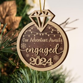 PERSONAL84 Engagement Gifts for Couples, Our Adventure Awaits Engaged Diamond Ring Ornament, 2024 Wedding Decoration Ornaments, Newly Bride Party Gifts Keepsake Decor, First Christmas Engaged Ornament