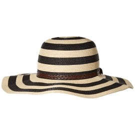 Sunlily Roll-N-Go Sun Hat, Black/Tan Stripe, One Size