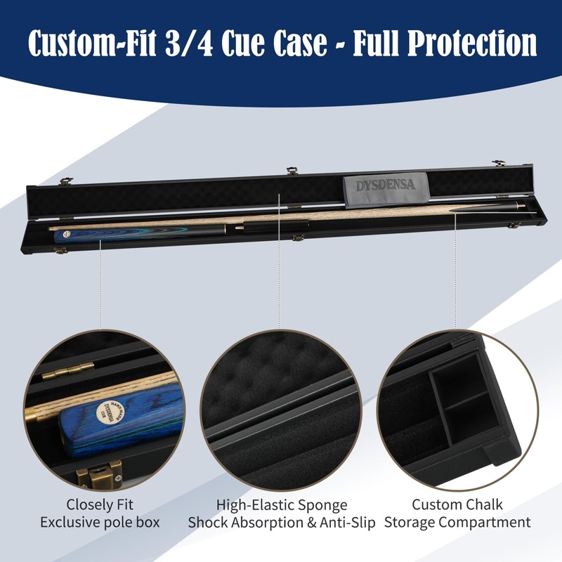 Dysdensa Handmade Snooker Cue Stick with Case & Extension 57-inch,