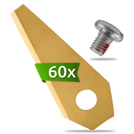 ECENCE 60x Titan Replacement Blade Quality compatible with Blades Bosch Indego Connect Lawnmower 0,75MM 3GR + Screws