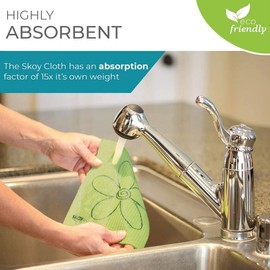 Skoy Cloth, 8-Pack Eco-Friendly and Reusable Swedish Dishcloth, for Kitchen and Household Use, Environmentally Friendly, Plastic-Free, Apple Green