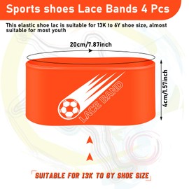 Patelai 4 Pcs Soccer Cleat Lace Cover Football Shoe Band Soccer Shoe Cover Football Cleat Bands Youth Adult for Season (Kids,Orange)