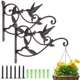 DEWEL Hanging Plant Bracket, Iron Plant Hangers Outdoor Hanging Baskets for Plants Decorative Wall Plant Hooks Brid Feeder Hanger Hook Hangers for Flower Basket Pot Lantern Wind Chime, 2Pack