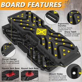 Off-Road Traction Boards Recovery Tracks – Heavy-Duty Recovery Boards with 34 Replaceable Anti-Slip Spikes for Sand, Mud & Snow – Compatible with 4x4, ATV, UTV, SUV & Trucks