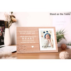 Unique Milestones Dedication Gift for Godchild from Godmother and Godfather, Baptism Picture Frame Gift, May God Bless You as You Learn and Grow, Christening Keepsake Photo Frame