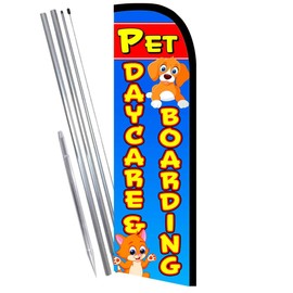 Vista Products Pet Daycare & Boarding Premium Windless Feather Banner Flag Kit (Flag, Pole, & Ground Mt)