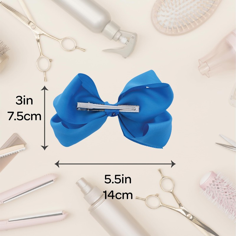 3 PACK 5.5 Inch Grosgrain Hair Bow Clip For Woman
