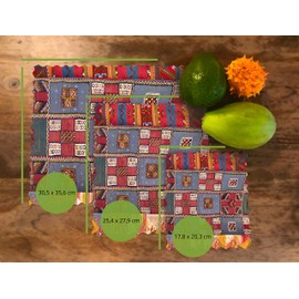 ecolly Premium Beeswax Wraps - Set of 3 (S, M, L), Beeswax Wipes, Beeswax Paper, Free of Plastic & Reusable, Without jojoba Oil, incl. Wooden Button & Cotton Thread - Patchwork