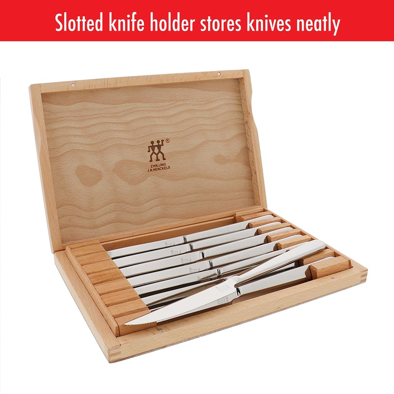 ZWILLING Contemporary Steak Knife Set of 8, Oval handle, Stainless