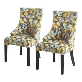 FORCHEER Wingback Dining Chair Covers Set of 2, Velvet Stretch Wing Back Chair Slipcover with Arms Low Side Washable (Velvet Fallen Leaves)